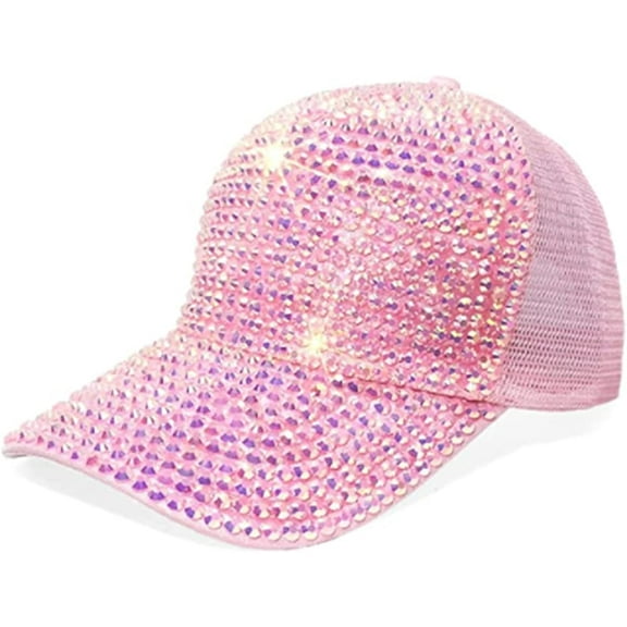 LINLIN Baseball Hats Cap for Women, Fashion Diamond-Studded Baseball Cap Personality Rhinestone Mesh Cap Outdoor Sun Shade Cap