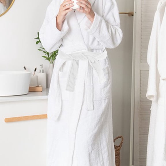 KONTONTY 2Pcs White Flannel Bathrobe Belt Soft Replacement Rope Strap for Adult Robe