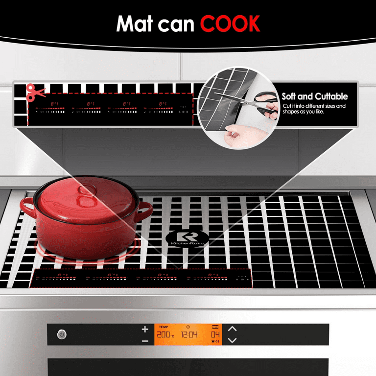 KitchenRaku Large Induction Cooktop Protector Mat, (Magnetic) Electric  Stove Burner Covers Anti-strike and Anti-scratch as Glass Top Stove Cover,  Silicone Induction Cooktop Mat for Electric Stove Top 