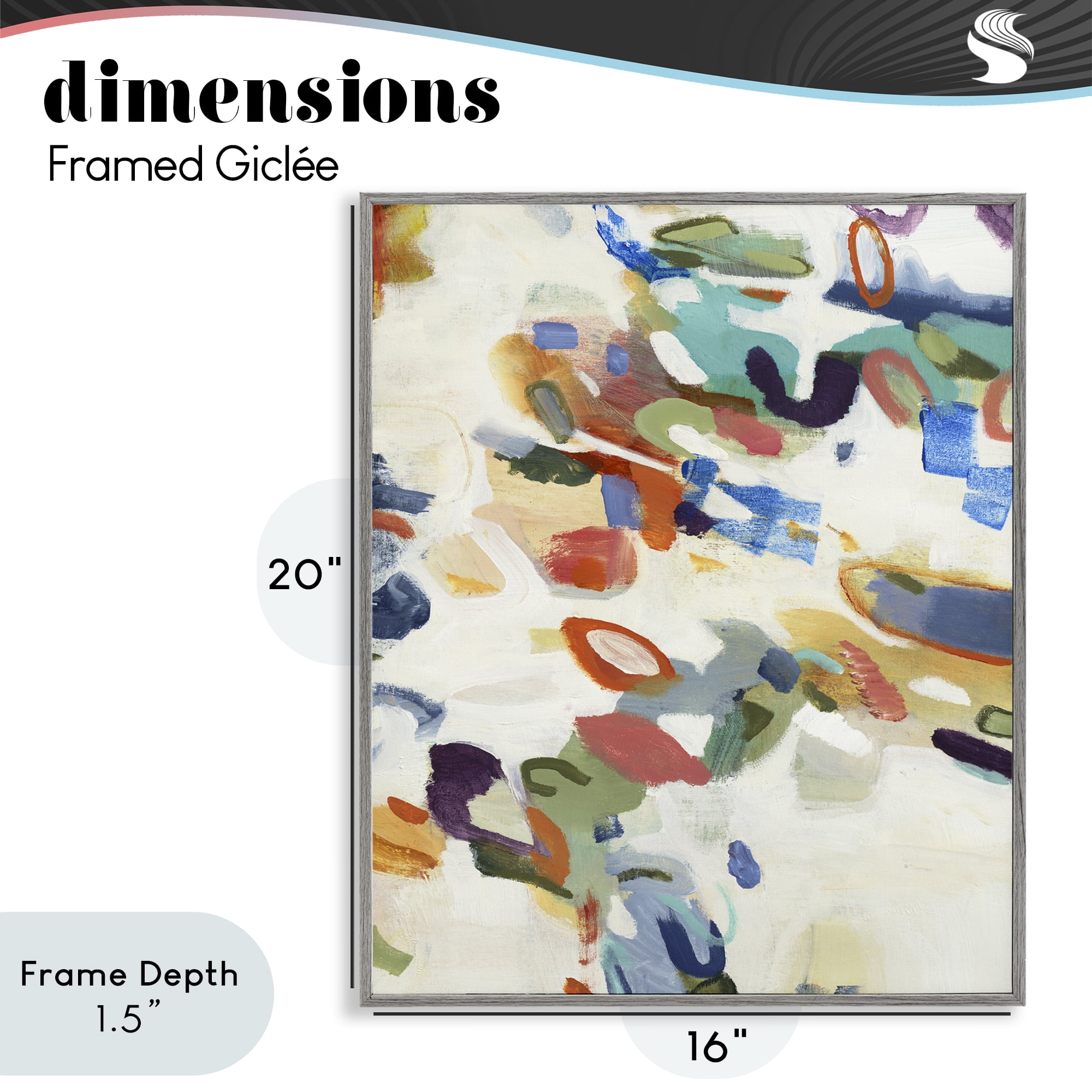 Stupell Industries Multihued Expressive Abstract Gray Framed Giclee Art, design by Lisa Ridgers