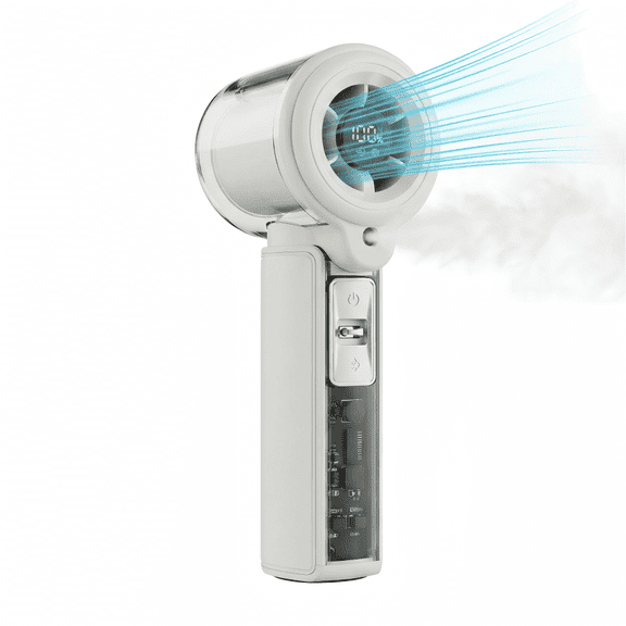 Aezusy Portable Handheld Fan 3000mAh Rechargeable Misting Fan 100 Speeds Personal Mini Fan with Digital Display for Travel Outdoor Home Office, White