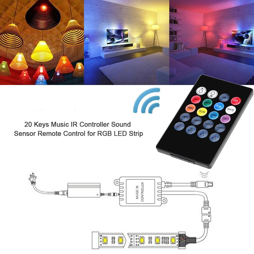 20 Keys Music Voice IR Controller Sound Sensor Remote Control for RGB LED Strip 