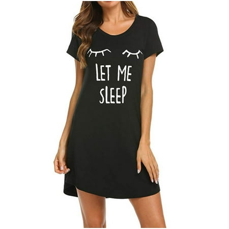 

2020 New Cross-Border Supply Letter Print Dress Mercerized Cotton Skin-Friendly Pajamas Pajamas