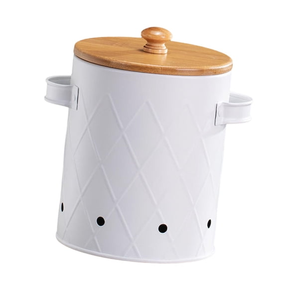 Potato Storage Tins Kitchen Canisters for Farmhouse Decor Countertop Kitchen White Medium