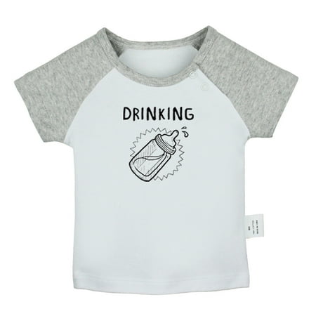

Twins Baby Drinking Funny T shirt For Baby Newborn Babies T-shirts Infant Tops 0-24M Kids Graphic Tees Clothing (Short Gray Raglan T-shirt 6-12 Months)