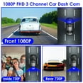 thumbnail image 3 of Imountek 3 Channel WiFi Dash Cam with Front, Rear & Inside Camera, 1080P FHD, 170° Wide Angle, Loop Recording, Motion Detection, 64GB Card & Reversing Visual Included, 3 of 12