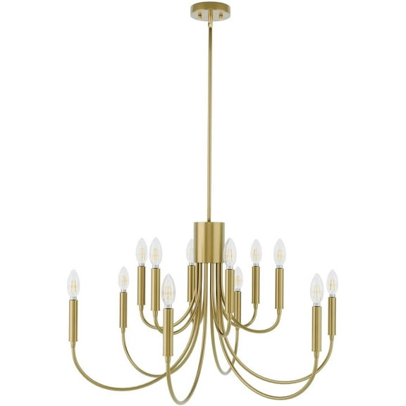 Aiwen Farmhouse Chandelier 30.7 inch 12-Light Gold Chandelier Industrial Classic Pendant Light Vintage Candle Style Hanging Ceiling Light for Living Room Dining Room Foyer