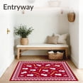 thumbnail image 3 of ODIKA 3'x5' Machine Washable Non-Slip Area Rug, Jolly Snowman Baking Spice Entrance Yuletide Confection Design High Traffic Rug with Pad, Red, 631045, 3 of 8
