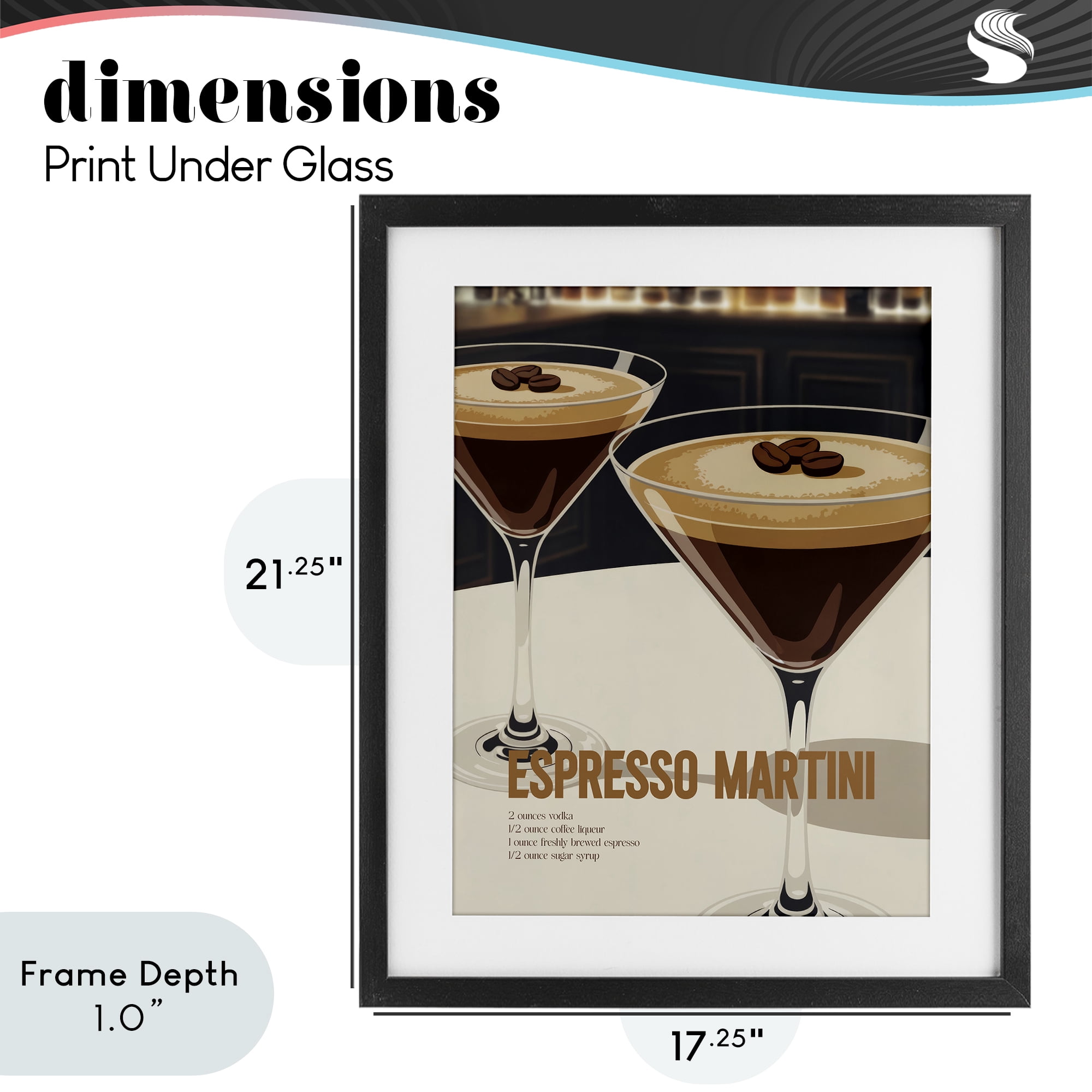 Stupell Industries Sleek Modern Espresso Martini Black Framed Print Under Glass, design by Andreas Magnusson