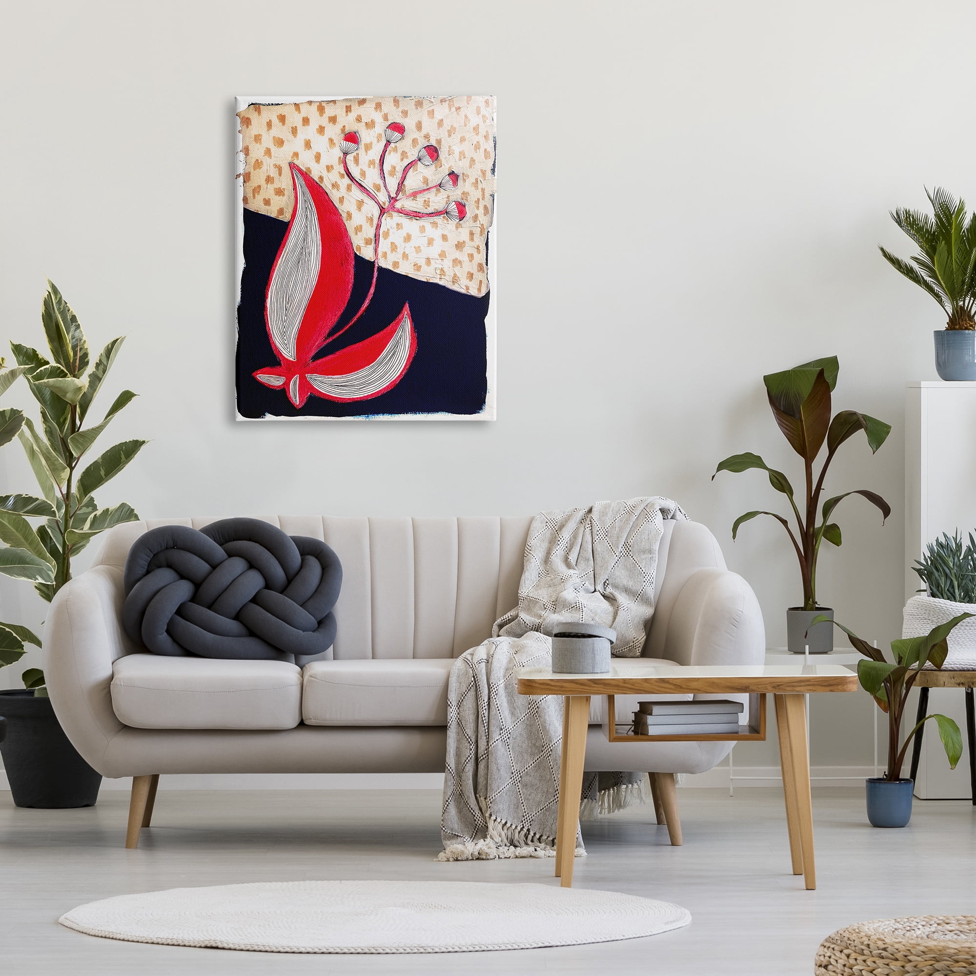 Stupell Industries Abstract Boho Flower Botanical & Floral Painting Gallery Wrapped Canvas Art Print Wall Art, 30 x 40