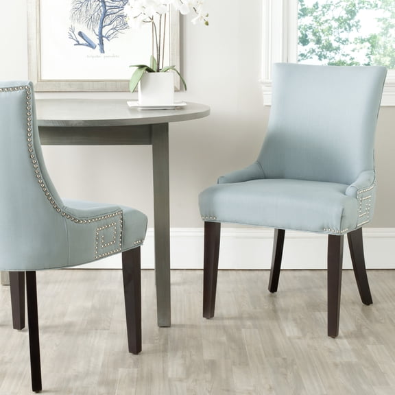 SAFAVIEH Gretchen 20''H Side Chair Set of 2 Silver Nail Head, Light Blue