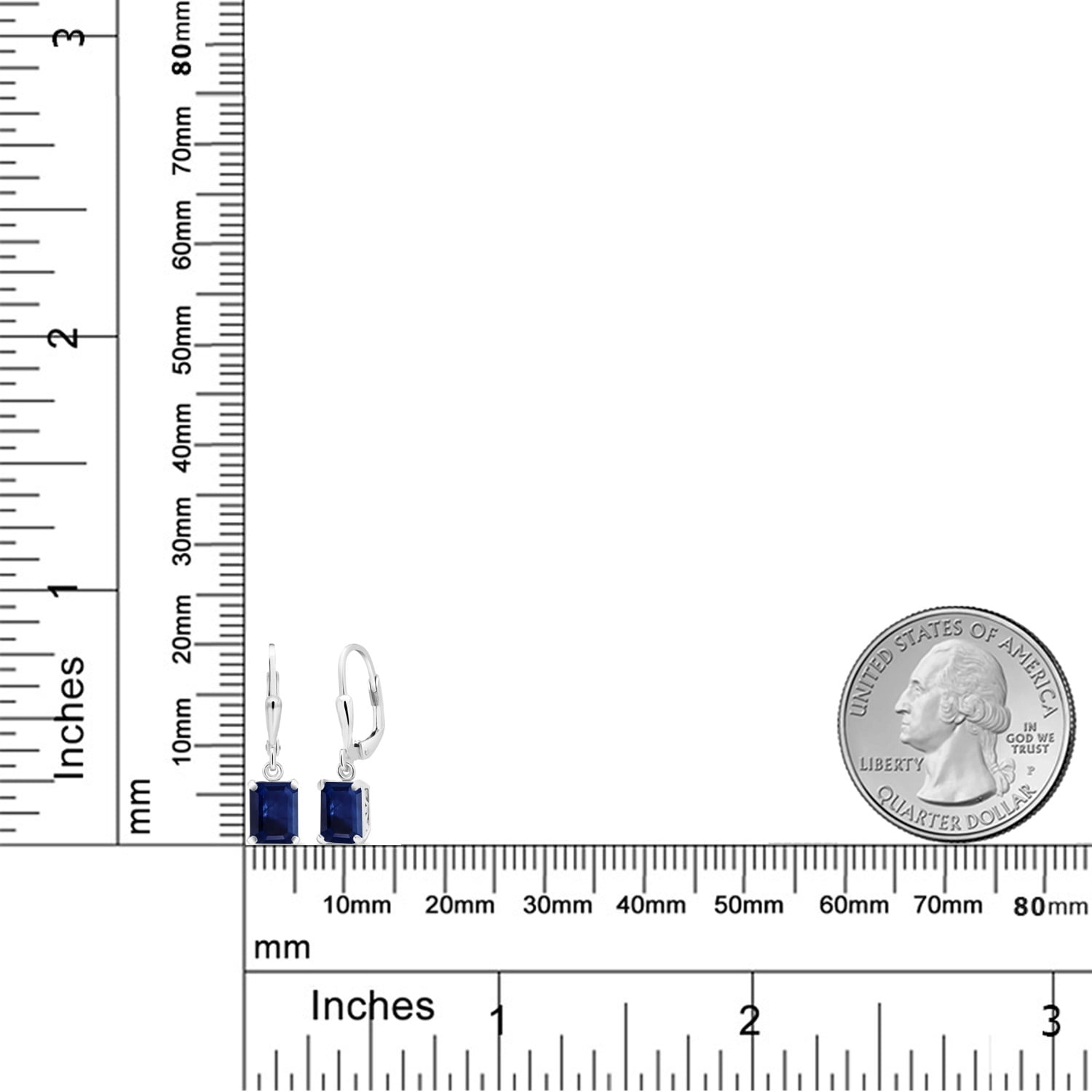 Gem Stone King 925 Sterling Silver Blue Sapphire Dangle Earrings for Women (2.42 Cttw, Gemstone September Birthstone, Octagon 8X6MM)