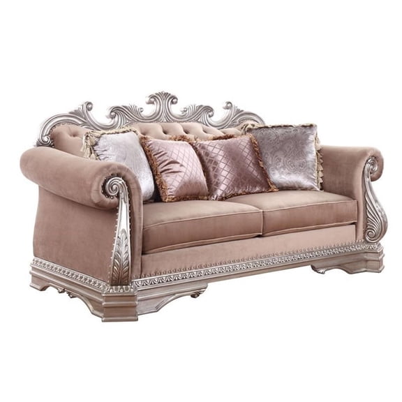 Acme Northville Sofa in Velvet and Antique Champagne
