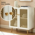 thumbnail image 3 of Boho Sideboard Buffet Cabinet with Metal Grid Decorated, Accent Storage Credenza Cabinet for Hallway, Kitchen, White, 3 of 6