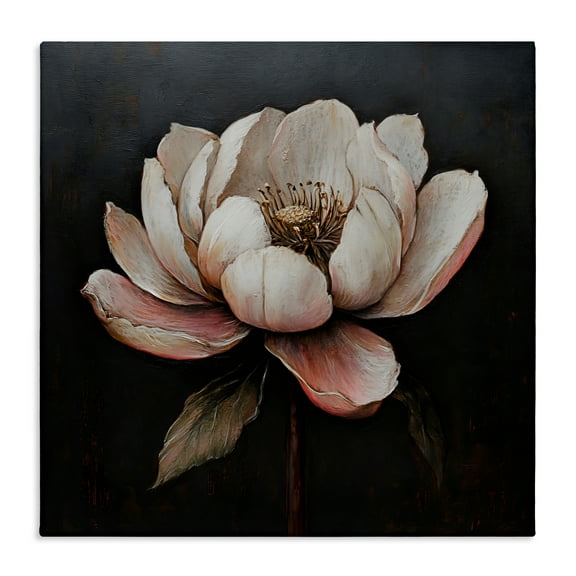 Stupell Industries Vintage Lotus Flower Canvas Wall Art design by LSR Creative Studio, 17 x 17