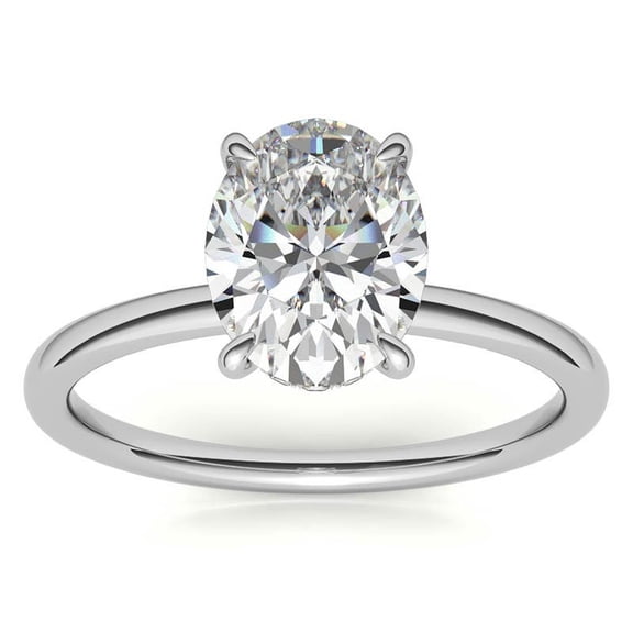 Auory Huge 1.25TCW Oval Moissanite Hidden Halo Engagement Ring For Women, 18K White Gold Plated Over Silver