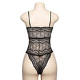 thumbnail image 3 of Encantador Body de encaje para mujer Ropa interior de malla con vendaje en V profundo, Negro, M Inevent XX000221-04, 3 of 7