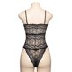 thumbnail image 3 of Body de encaje sexy para mujer Ropa de dormir Ropa interior de malla con vendaje en V profundo, Negro, M Kearding XX000221-04, 3 of 7