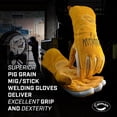 thumbnail image 4 of Guantes de soldadura Caiman Premium Pig Grain MIG/Stick Gold Large, 4 of 8