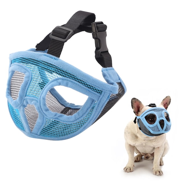 Bozal de perro de hocico corto Bozal de bulldog Malla transpirable ajustable para entrenami Eccomum Azul,Pequeña