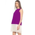 thumbnail image 2 of eloria Women's Georgette Pleated Boat Neck Sleevless Summer Casual Midi Dress, Color : Dark Violet | Size : 3XL, 2 of 5