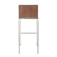thumbnail image 4 of Mason Mara 30" Contemporary Fixed-Height Barstool in Stainless Steel, Walnut Wood and Grey Faux Leather by LumiSource - Set of 2, 4 of 5