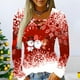 thumbnail image 2 of Camisas Navideñas Para Mujer Tops de Manga Larga Con Cuello en V Blusa Regular Estampada Odeerbi ODB198942, 2 of 6