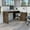 Brown, variant on L-shaped Office Desk In Dark Brown - 59" Long Work Surface Table With File Storage