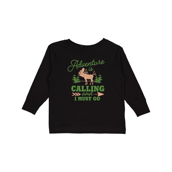 Inktastic Vintage Adventure is Calling and I Must Go with Moose Boys or Girls Long Sleeve Toddler T-Shirt