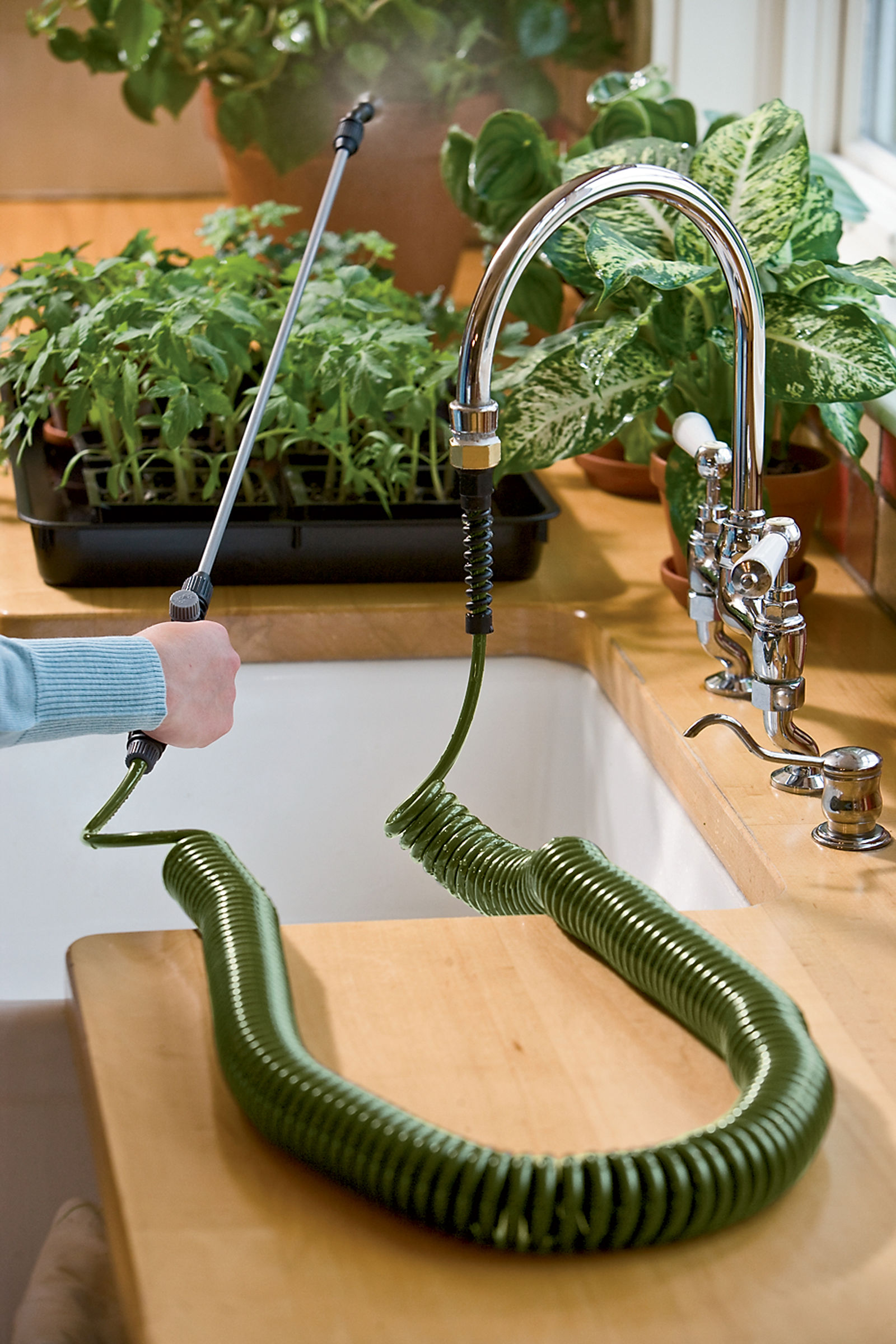 Mini Coil Indoor Garden Hose With Sprayer Walmart Com
