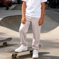 thumbnail image 5 of hengsof Boys Spring Summer Loose Joggers Pants Kids Elastic Waist Solid Color Pull On Cuffed Sweatpants 3-16 Years, 5 of 8