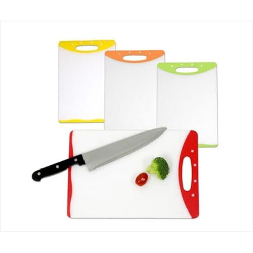Home Basics 8” x 12” Dual Sided Bacteria Resistant Plastic Cutting Board with Rubberized Non