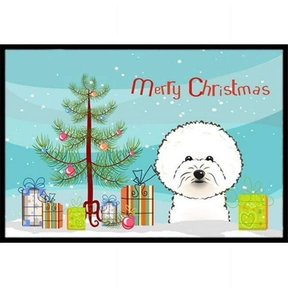 Carolines Treasures BB1589MAT Christmas Tree & Bichon Frise Indoor or Outdoor Mat- 18 x 27