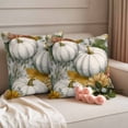 thumbnail image 2 of White Pumpkins Fall Outdoor Waterproof Pillow Covers, Thanksgiving Botanical Sunflower Vintage Decorative Square Throw Pillowcase Sofa Cushion Sham for Patio/Couch/Chair, 24"x24" 2 Pack, 2 of 8
