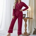 thumbnail image 2 of Miqool Women's Pajamas Sets Long Sleeve Sleepwear 2 Piece PJs Lounge Sets Belted Top and Pants Loungewear Soft Nightwear, 2 of 4