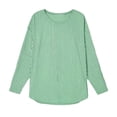thumbnail image 4 of Women's T-shirt Classic Striped Crew Neck Long Sleeves Tee Tops (Green M), 4 of 4