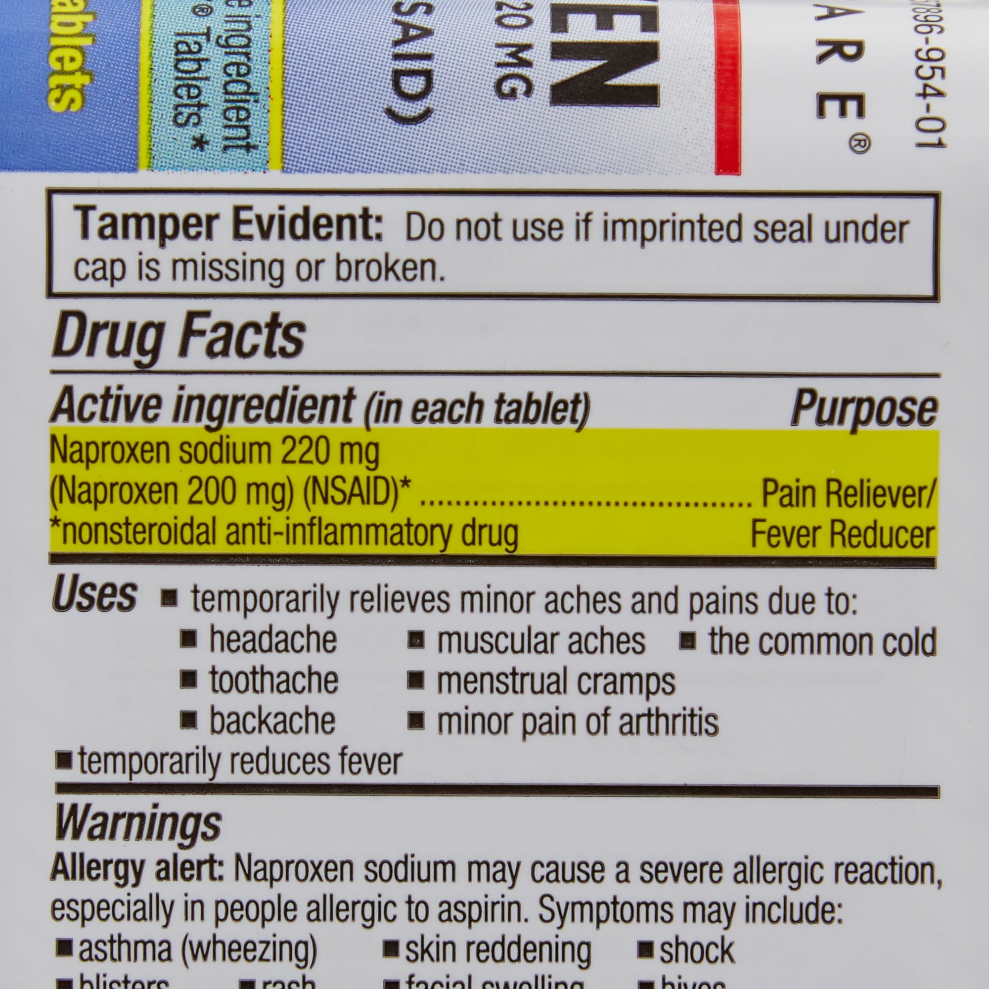 Naproxen Sodium Tablets - Pain Reliever and Fever Reliever, 12 Hour Relief, 220 mg Strength, 100 per Bottle