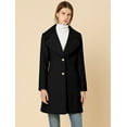 thumbnail image 3 of Abrigo De Botones Con Cuello Chal Con Muescas Para Mujer Abrigo De Invierno Largo De Un Solo Pecho Con Bolsillos Negro L, 3 of 7