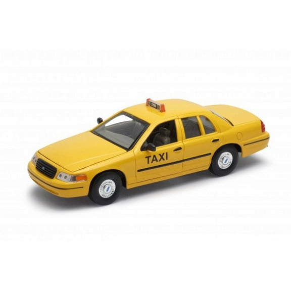 1999 Ford Crown Victoria Taxi, Yellow - Welly 22082WTX - 1/24 scale Diecast Model Toy Car