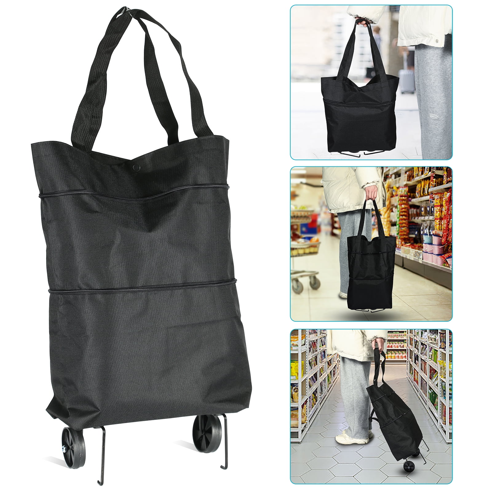 Shopping Cart,Foldable Trolley Bag Oxford Tote Reusable Grocery Bags