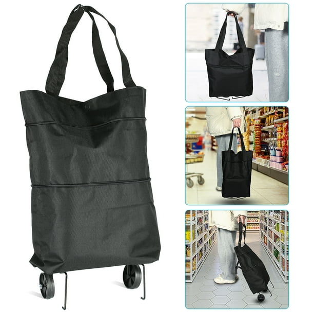 Shopping Cart,Foldable Trolley Bag Oxford Tote Reusable Grocery Bags ...