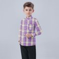 thumbnail image 5 of Hduncf Baby Boys Girls Plaid Flannel Shirts Long Sleeve Lapel Button Down Shirt Jacket Tops for Kids 6M - 8Y Purple#1 3 Years, 5 of 7