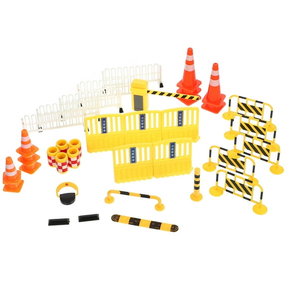 KALLORY 1 Set Miniature Street Road Signs Traffic Signs Plaything Road Signs Construction Theme Party Favor