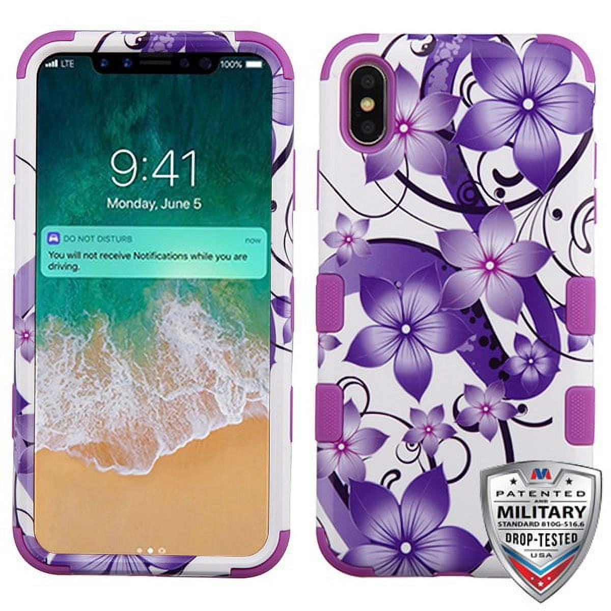 MyBat TUFF Series Case for Apple iPhone XS Max - Purple Hibiscus