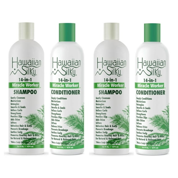 Hawaiian Silky 14-in-1 Miracle Shampoo & Conditioner Bundle, 16 Fl.oz Each - Pack of 2