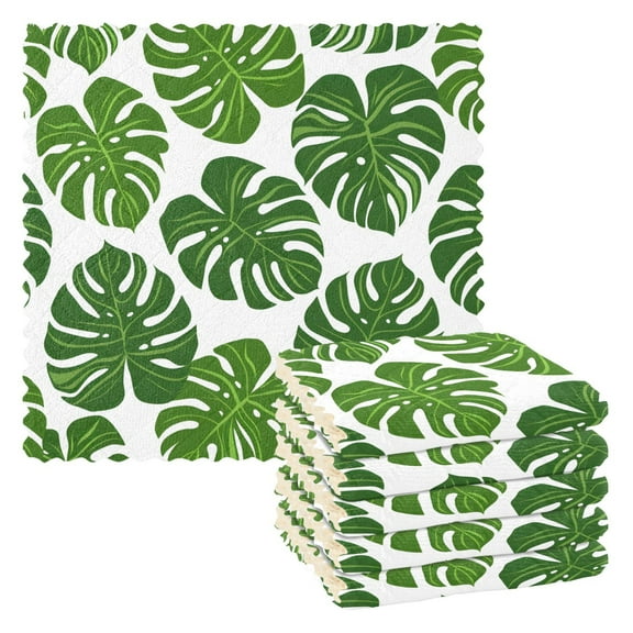 6 Packs Monstera Leaf Kitchen Dish Towels Soft Absorbent Dish Cloths 11"x11"