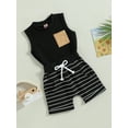 thumbnail image 2 of Toddler Baby Boy Summer Outfit Striped Tank Tops Sleeveless T Shirt and Solid Shorts Set Infant Casual Clothes, 2 of 6