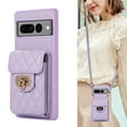 thumbnail image 1 of ELEHOLD for Google Pixel 7A Wallet Case with Card Holder, PU Leather Shockproof Crossbody Case with Metal Snap Adjustable Strap Lanyard Compatible with Google Pixel 7A,Purple, 1 of 7