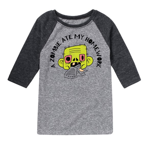 Instant Message - A Zombie Ate My Homework - Toddler & Youth Raglan Graphic T-Shirt