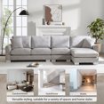 thumbnail image 4 of EUROCO119" Modern Oversized L-Shaped Reversible Sectional Sofa Couch, 5-seat Chenille Indoor Furniture Couch Set with 2 Free pillows and Chaise for Living Room, Apartment, Office, Light Gray, 4 of 10